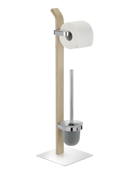 Serviteur WC avec brosse en inox et bois SAMONA - Kiabi