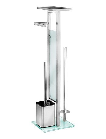 Serviteur WC design en inox avec base en verre DEBAR