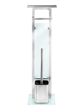Serviteur WC design en inox avec base en verre DEBAR