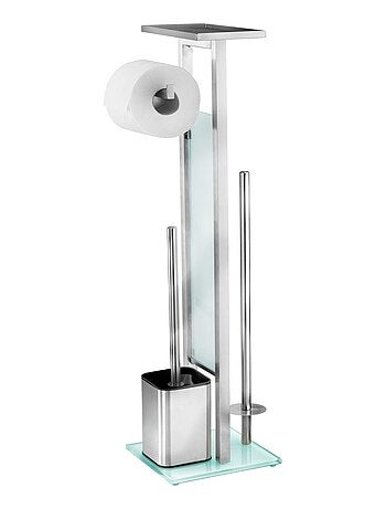 Serviteur WC design en inox avec base en verre DEBAR