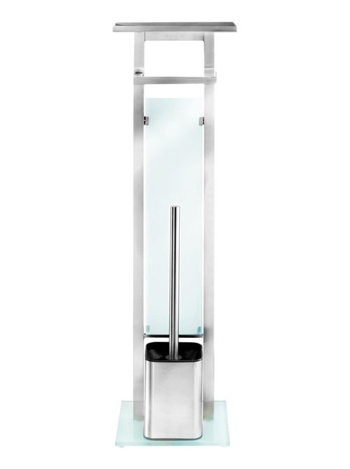 Serviteur WC design en inox avec base en verre DEBAR - Kiabi