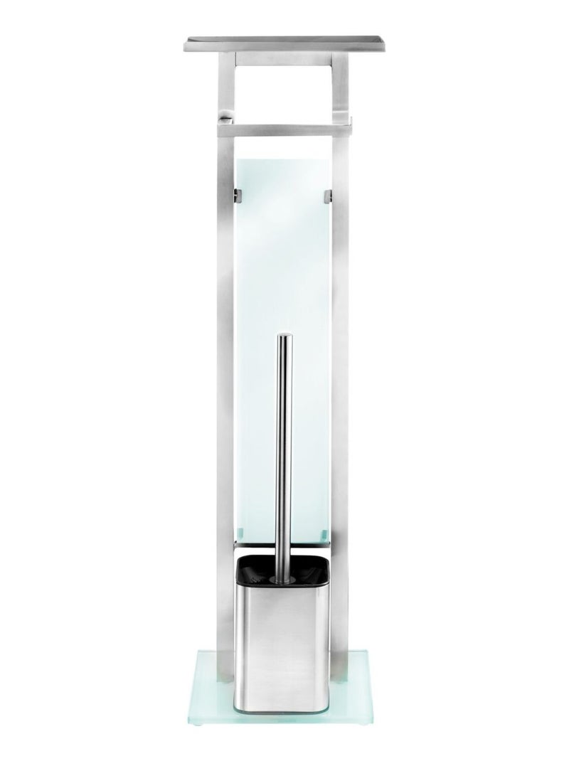 Serviteur WC design en inox avec base en verre DEBAR Argent - Kiabi