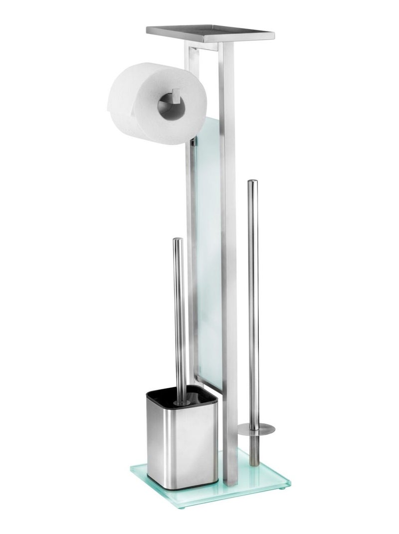 Serviteur WC design en inox avec base en verre DEBAR Argent - Kiabi