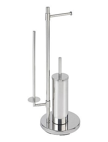 Serviteur WC design inox avec réserve papier et brosse NEO