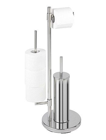 Serviteur WC design inox avec réserve papier et brosse NEO