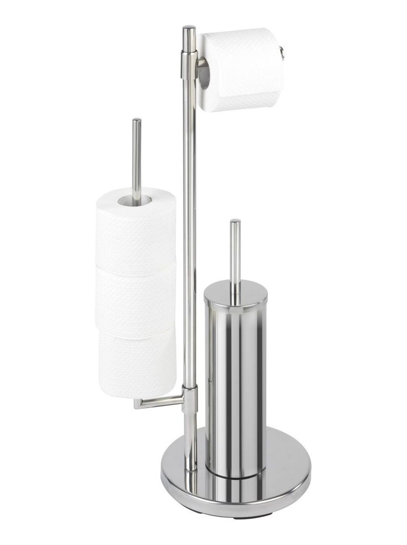 Serviteur WC design inox avec réserve papier et brosse NEO Argent - Kiabi