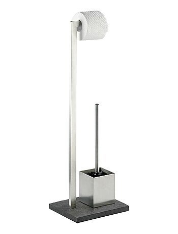 Serviteur WC effet ardoise avec porte-rouleau et brosse SLATE