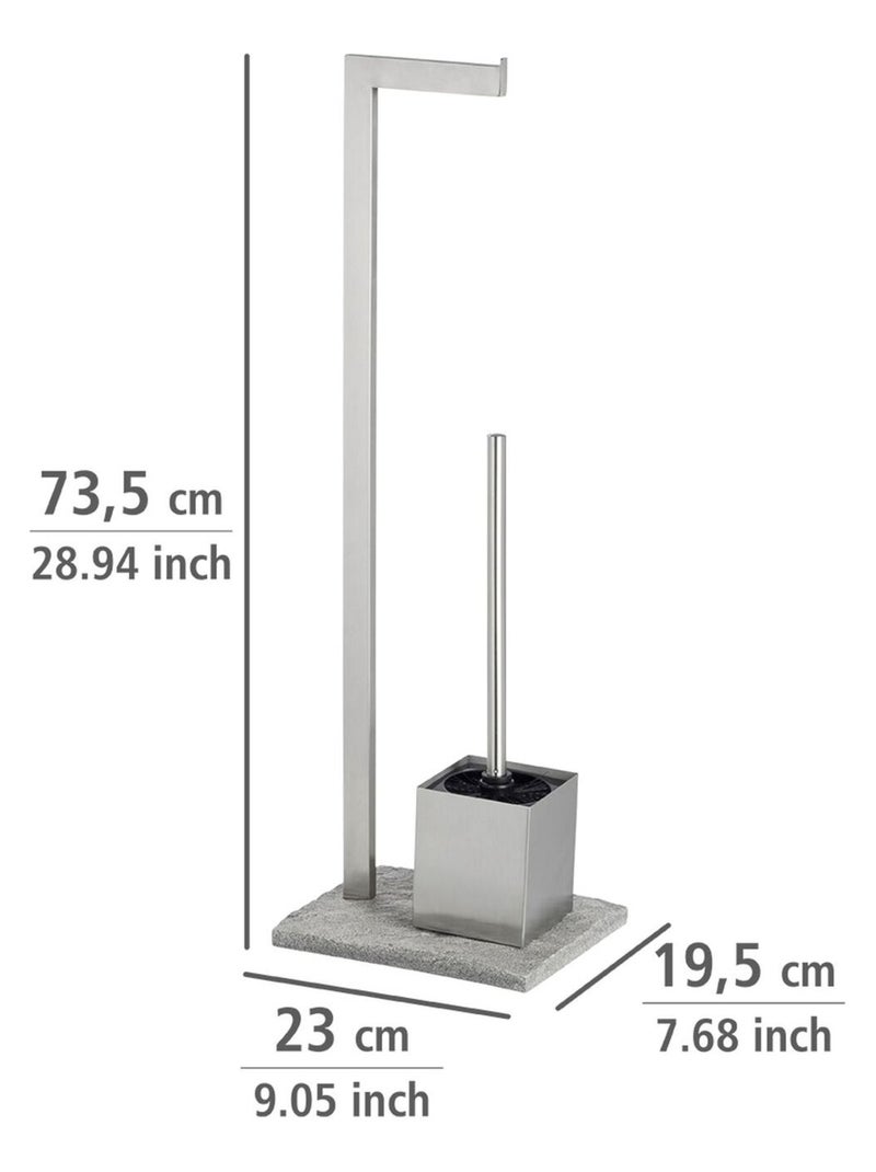 Serviteur WC en inox avec base effet GRANIT Gris - Kiabi