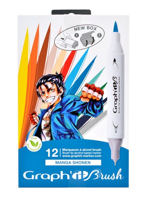Set 12 marqueurs Graph'It Brush & Extra Fine - - Graph'It - Kiabi