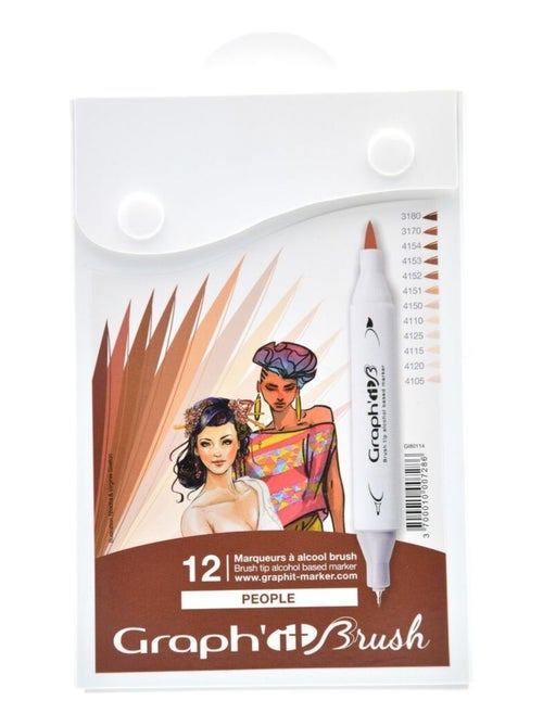 Set 12 marqueurs Graph'It Brush & Extra Fine - - Graph'It - Kiabi