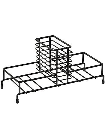 Set 2 distributeurs savon verre avec support acier BLACK EDITION