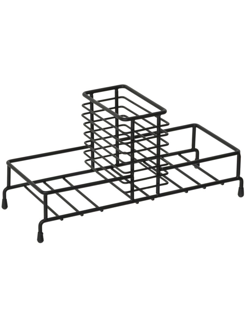 Set 2 distributeurs savon verre avec support acier BLACK EDITION Noir - Kiabi