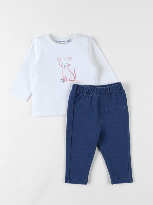 Set 2 pièces legging + t-shirt léopard/denim Noukie's - Kiabi