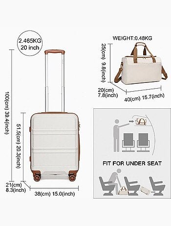 Set 2 valises - 51.5x38x21 cm abs 38 l tsa - kono