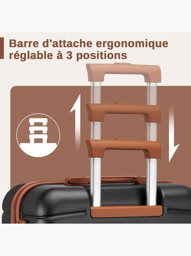 Set 2 valises - 55x40x30 cm rigide 36 l à code - kono Noir - Kiabi