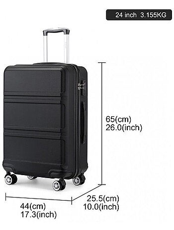 Set 2 valises - 65x44x25.5 cm abs 64 l tsa - kono