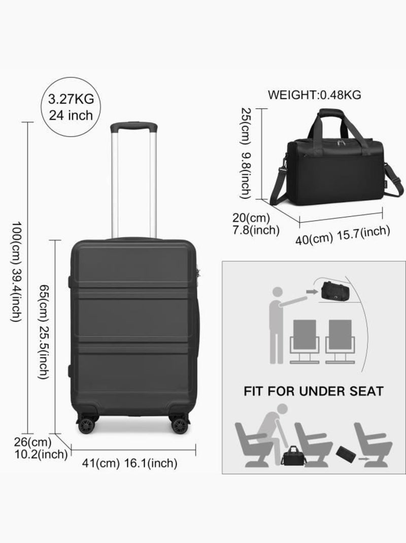 Set 2 valises - 65x44x25.5 cm abs 66 l tsa - kono Noir - Kiabi