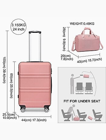 Set 2 valises - 65x44x25.5 cm abs 66 l tsa - kono