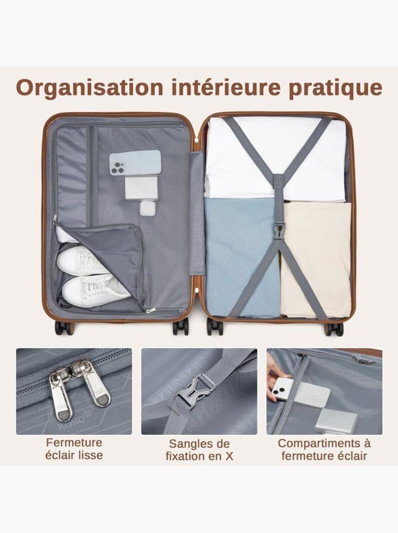 Set 2 valises - 66.5x45.5x25.5 cm abs + pc 62 l à code - kono Crème - Kiabi