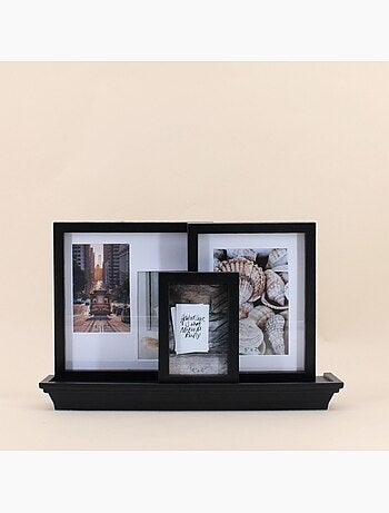 Set 3 cadres photos + étagère 45cm