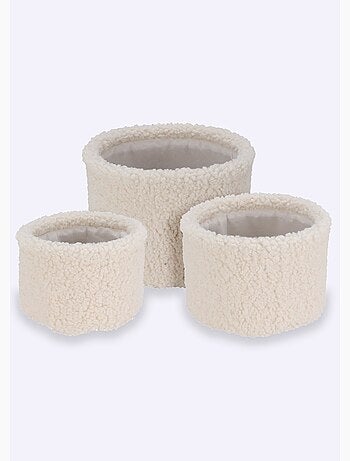 Set 3 paniers rangement, aspect laineux - AFIBEL