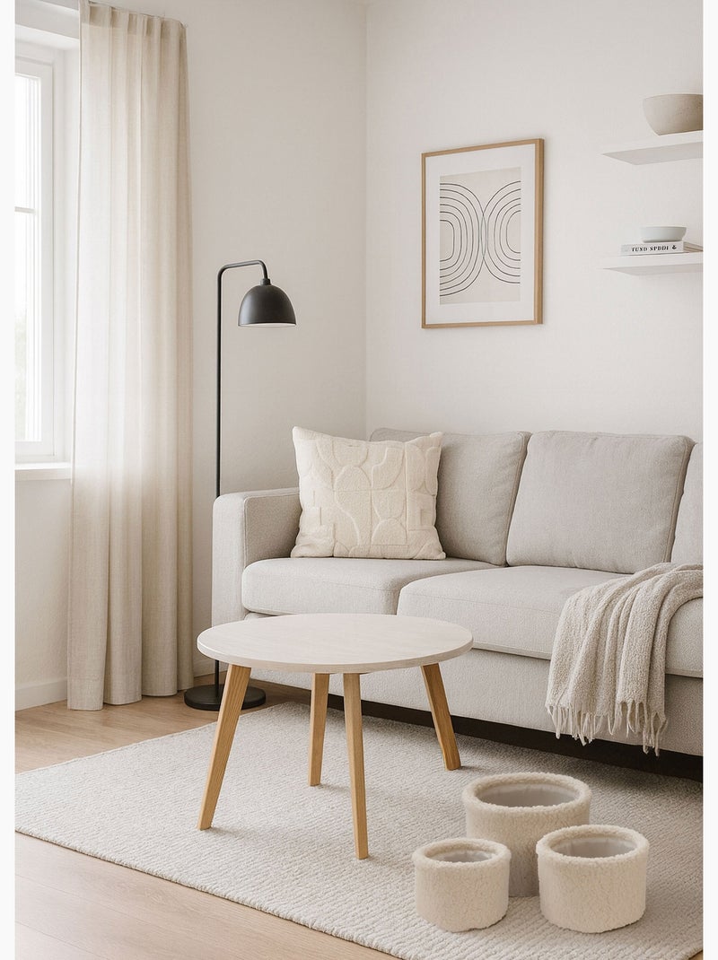 Set 3 paniers rangement, aspect laineux - AFIBEL Blanc - Kiabi