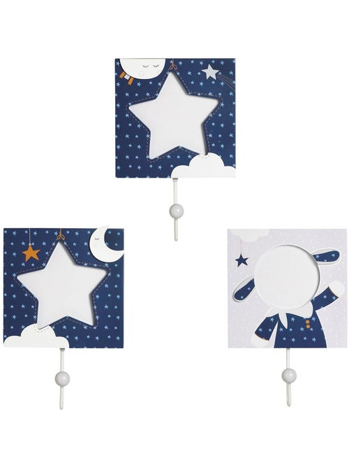 Set 3 patères en bois en bois Bleu - SAUTHON - Kiabi