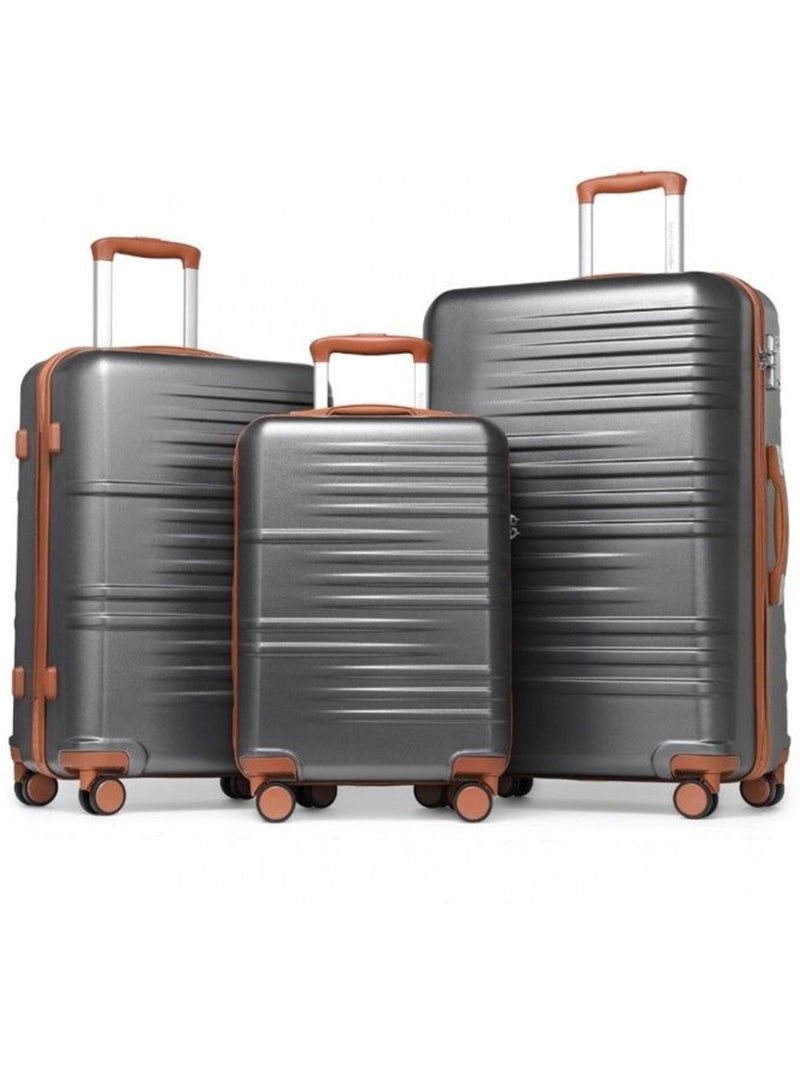 Set 3 valises - 20/24/28 cm abs + pc 94 l tsa - british traveller Gris - Kiabi