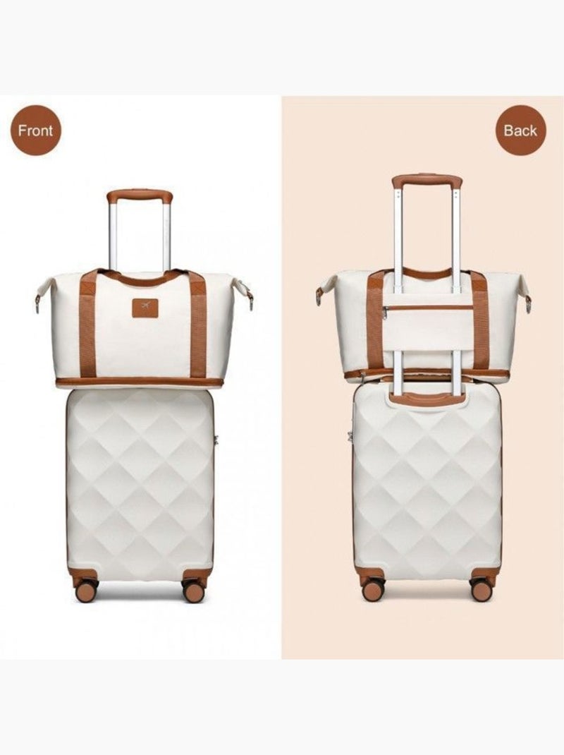 Set 3 valises - 53x35x21 cm abs + pc 91 l tsa - british traveller Crème - Kiabi