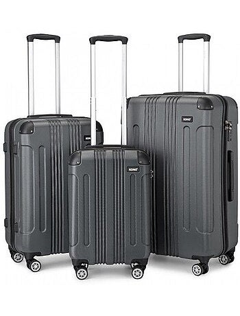 Set 3 valises - 55/65/75 cm abs + pc 94 l à code - kono
