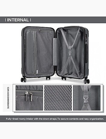 Set 3 valises - 55/65/75 cm abs + pc 94 l à code - kono
