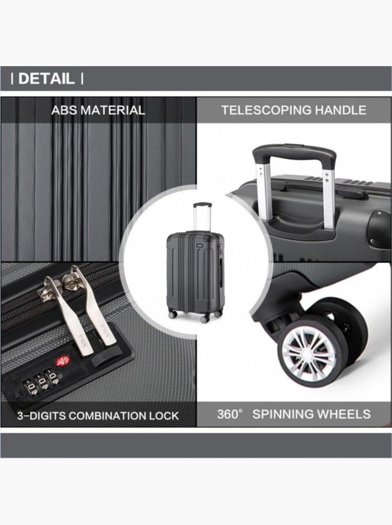 Set 3 valises - 55/65/75 cm abs + pc 94 l à code - kono Gris - Kiabi