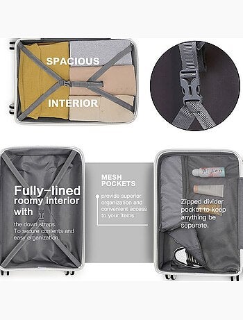 Set 3 valises - 55/65/76 cm pp 100 l tsa - kono