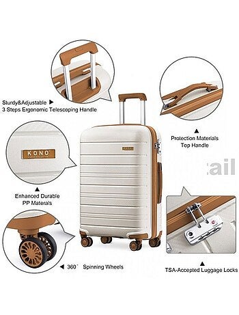 Set 3 valises - 55/65/76 cm pp 100 l tsa - kono