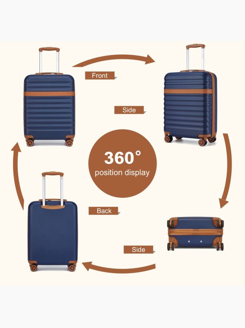 Set 3 valises - 55x39x20 cm abs + pc 38 l tsa - kono Bleu marine - Kiabi
