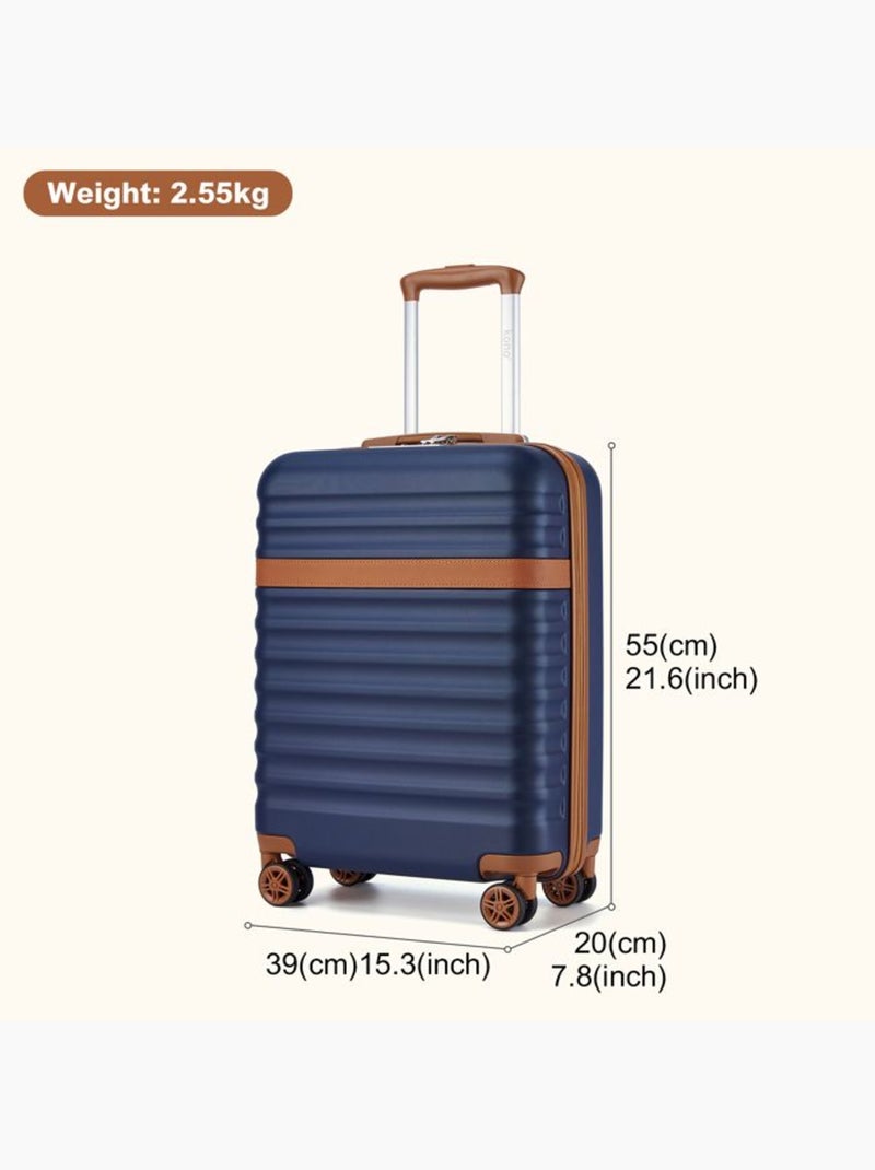 Set 3 valises - 55x39x20 cm abs + pc 38 l tsa - kono Bleu marine - Kiabi