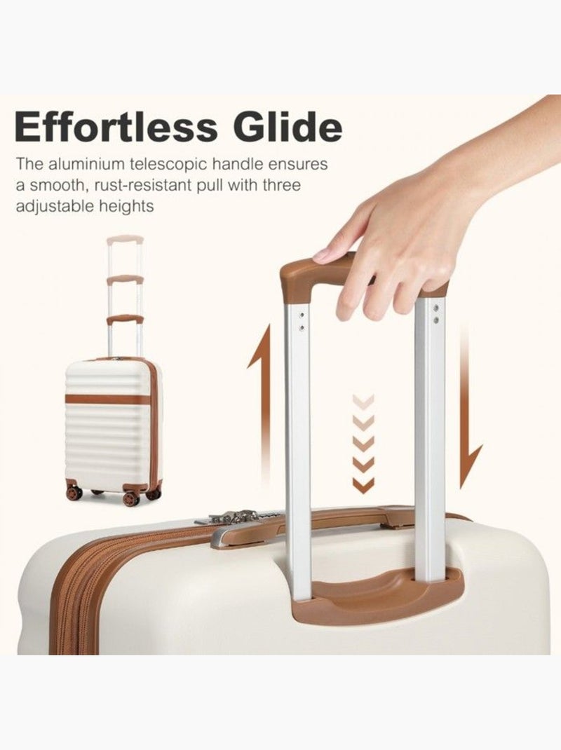 Set 3 valises - 65x43.5x25 cm abs + pc 63 l tsa - kono Crème - Kiabi