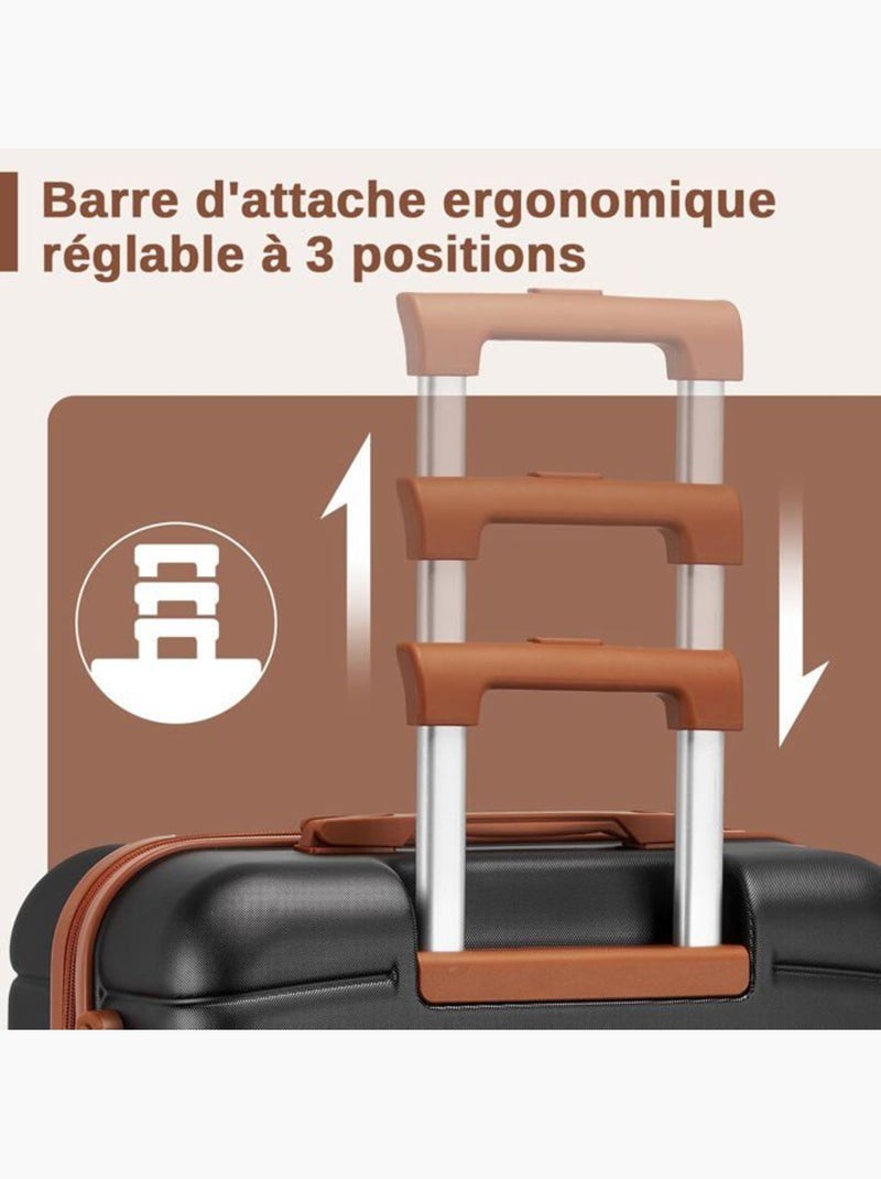 Set 3 valises - 66.5x45.5x25.5 cm rigide 62 l à code - kono Noir - Kiabi