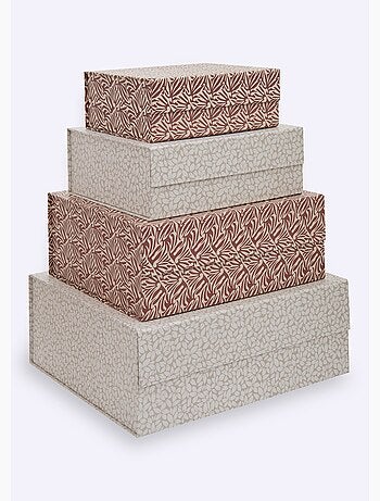 Set 4 boites assorties en carton, Fleurs - AFIBEL