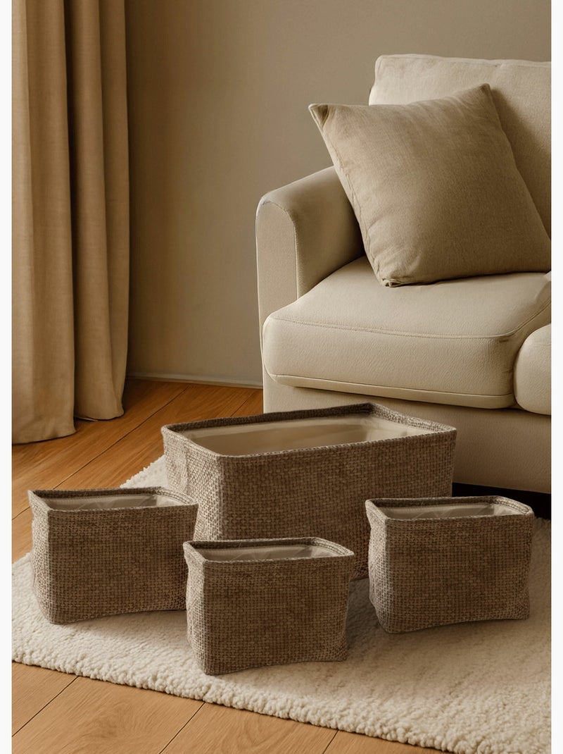 Set 4 paniers de rangement en tissu - AFIBEL Taupe - Kiabi