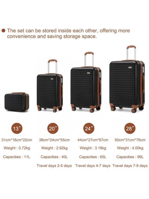 Set 4 valises - 13/20/24/28 cm abs 99 l tsa - kono - Kiabi Set 4 valises - 13/20/24/28 cm abs 99 l tsa - kono - Kiabi