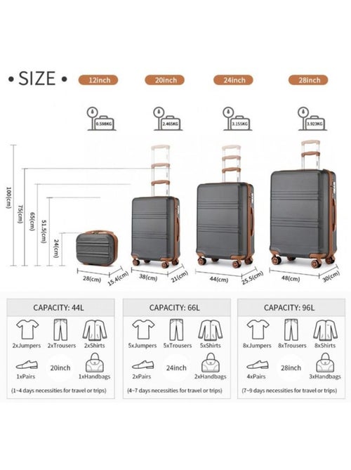Set 4 valises - 28x21x15 cm abs 100 l tsa - kono - Kiabi Set 4 valises - 28x21x15 cm abs 100 l tsa - kono - Kiabi