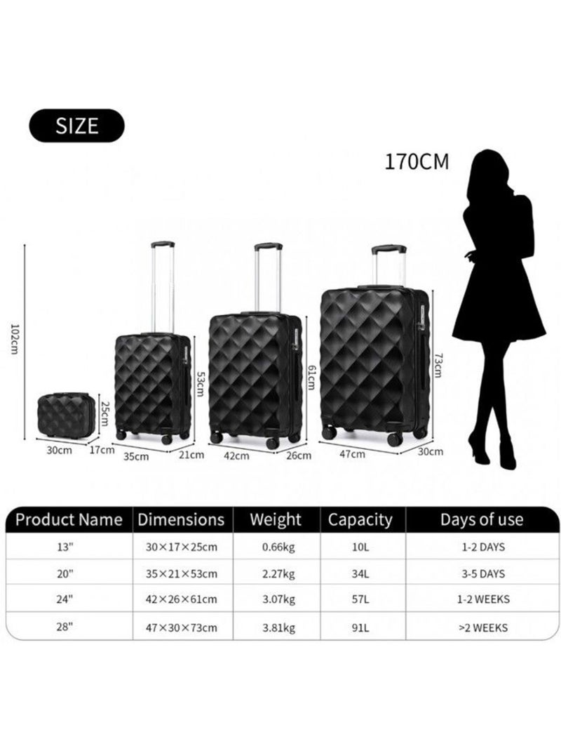 Set 4 valises - 30x25x17 cm rigide 91 l tsa - british traveller Noir - Kiabi