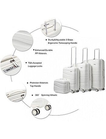 Set 4 valises - 34x30x17 cm abs 100 l tsa - kono