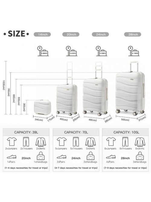 Set 4 valises - 34x30x17 cm abs 100 l tsa - kono - Kiabi Set 4 valises - 34x30x17 cm abs 100 l tsa - kono - Kiabi