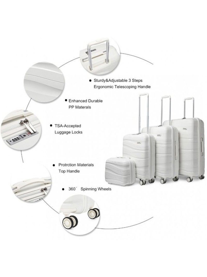 Set 4 valises - 34x30x17 cm abs 100 l tsa - kono Blanc - Kiabi