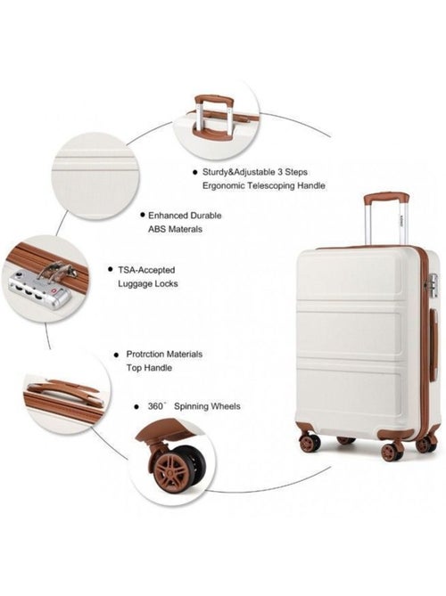 Set 4 valises - 51.5x38x21 cm abs 100 l tsa - kono - Kiabi Set 4 valises - 51.5x38x21 cm abs 100 l tsa - kono - Kiabi