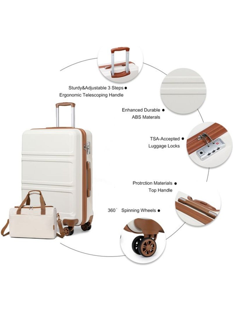 Set 4 valises - 51.5x38x21 cm abs 100 l tsa - kono Blanc - Kiabi