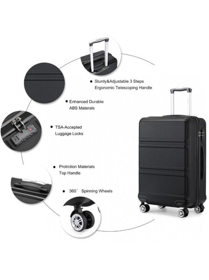 Set 4 valises - 51.5x38x21 cm abs 100 l tsa - kono Noir - Kiabi