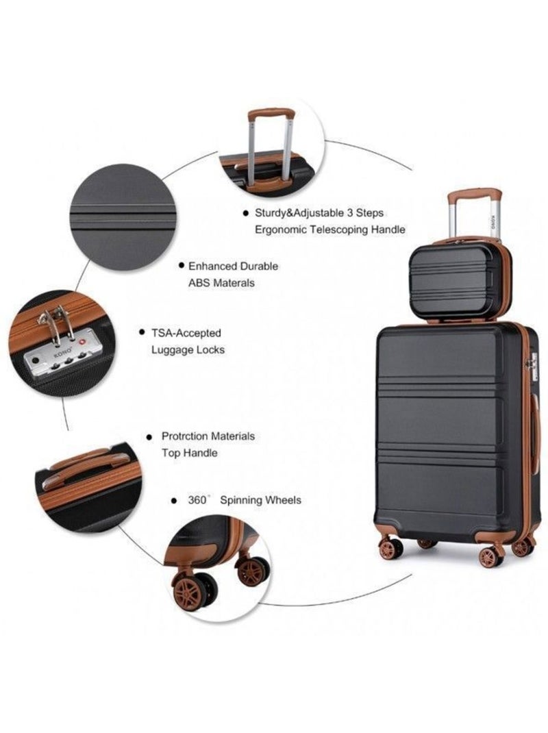 Set 4 valises - 51.5x38x21 cm abs 38 l tsa - kono Noir - Kiabi